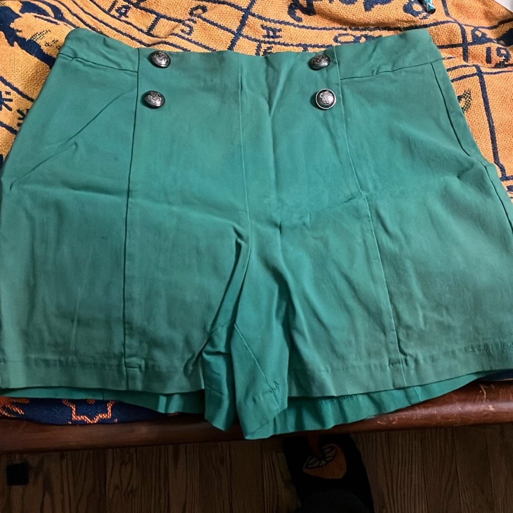 Green SoHo shorts, bought secondhand for $15